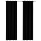 Rideaux occultants aspect lin avec crochets 2pcs noir 140x245cm