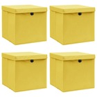 Boîtes de rangement et couvercles 4 pcs jaune 32x32x32 cm tissu