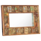 Miroir avec revêtement bouddha 80x50 cm bois de récupération