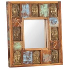 Miroir avec revêtement bouddha 50x50 cm bois de récupération