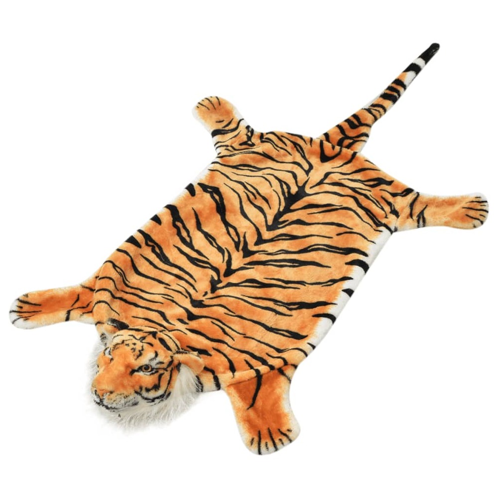 Tapis en peluche en forme de tigre 144 cm marron