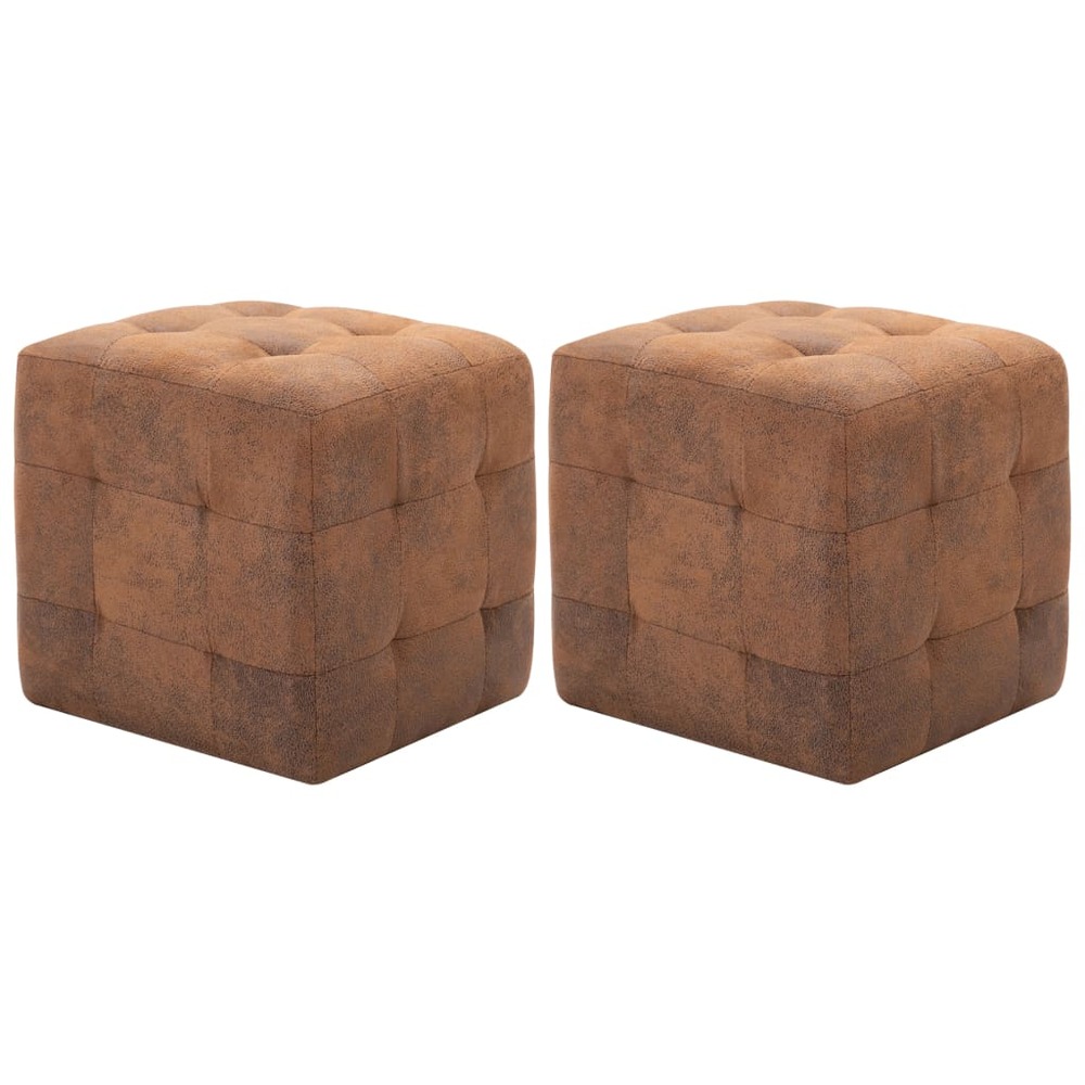 2 pcs tables de chevet marron 30x30x30 cm similicuir daim