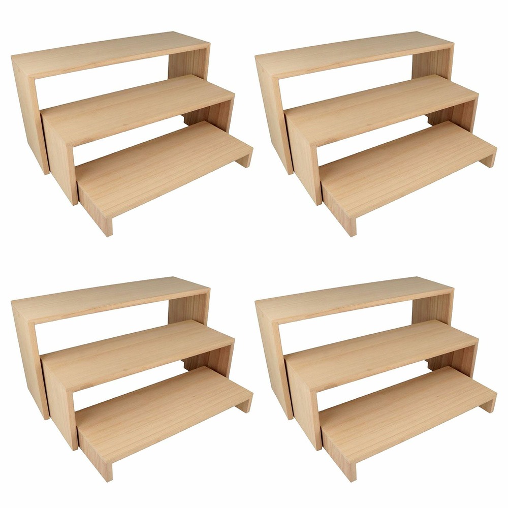 4 blocs de 3 étagères escalier en bois 18 x 35 cm