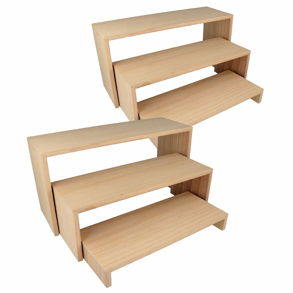 2 blocs de 3 étagères escalier en bois 18 x 35 cm