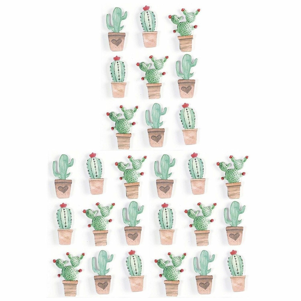 27 stickers 3d cactus mexicains 4,5 cm