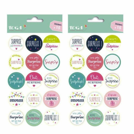 30 pastilles autocollantes pour emballage cadeau - surprise
