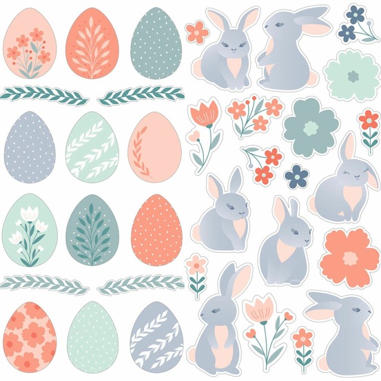 Lot stickers 3d lapins / oeufs