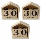 3 calendriers perpétuels en bois maisonnette - 7,3 x 8 x 3,4 cm
