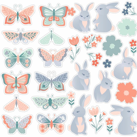 Lot stickers 3d lapins / papillons
