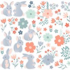 Lot stickers 3d lapins / fleurs