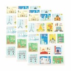 153 stickers en forme de timbres - pays 3 cm