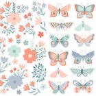 Lot stickers 3d fleurs / papillons