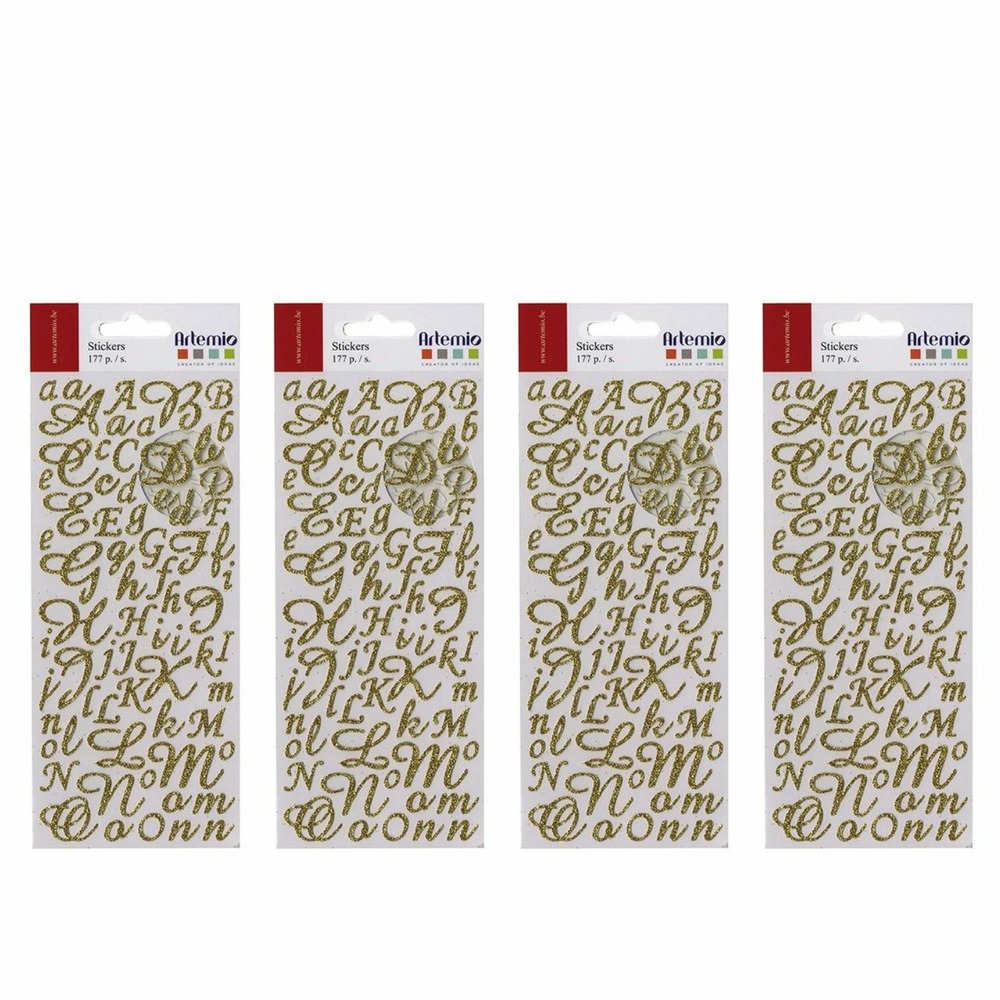 708 stickers alphabet & chiffres dorés à paillettes