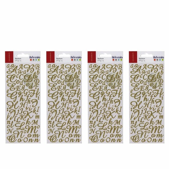 708 stickers alphabet & chiffres dorés à paillettes