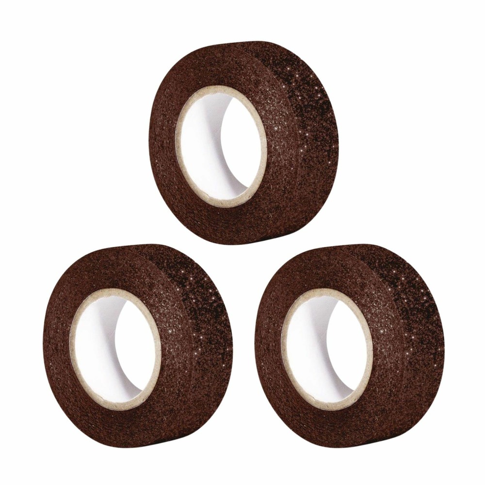 3 masking tapes à paillettes 1,5 cm x 5 m - marron