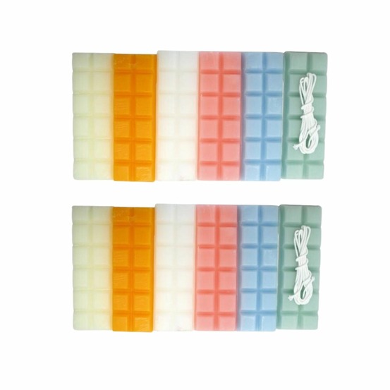 Cire à bougie 6 couleurs pastel 480 g + 2 mèches