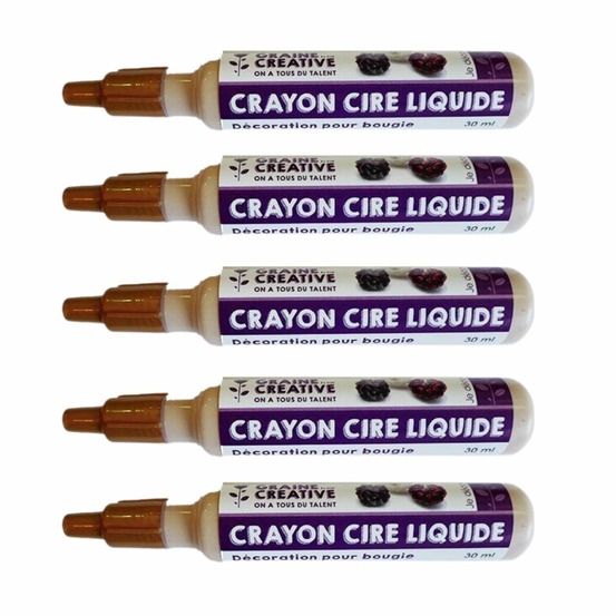 5 crayons cire liquide pour bougie - doré