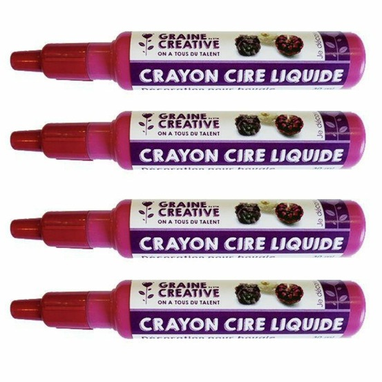 4 crayons cire liquide pour bougie - rouge