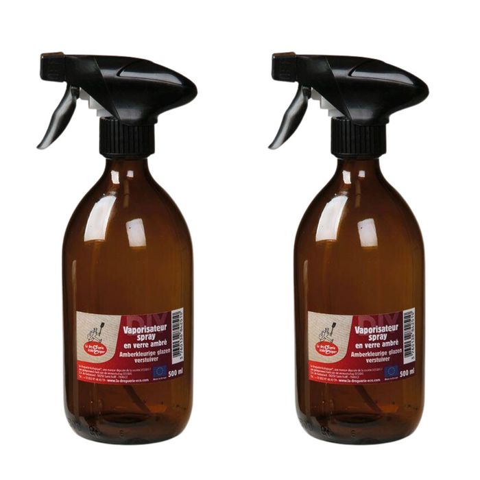 Umiskam Lot De 2 Flacons Vaporisateurs En Verre Ambré 500ml - Pulvérisateurs Rechargeables Pour Huiles Essentielles Et Nettoyage