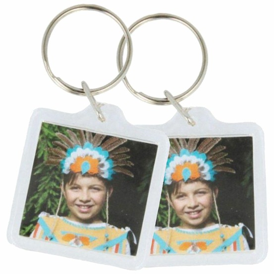 8 porte-clés transparents pour photos 3 x 3 cm