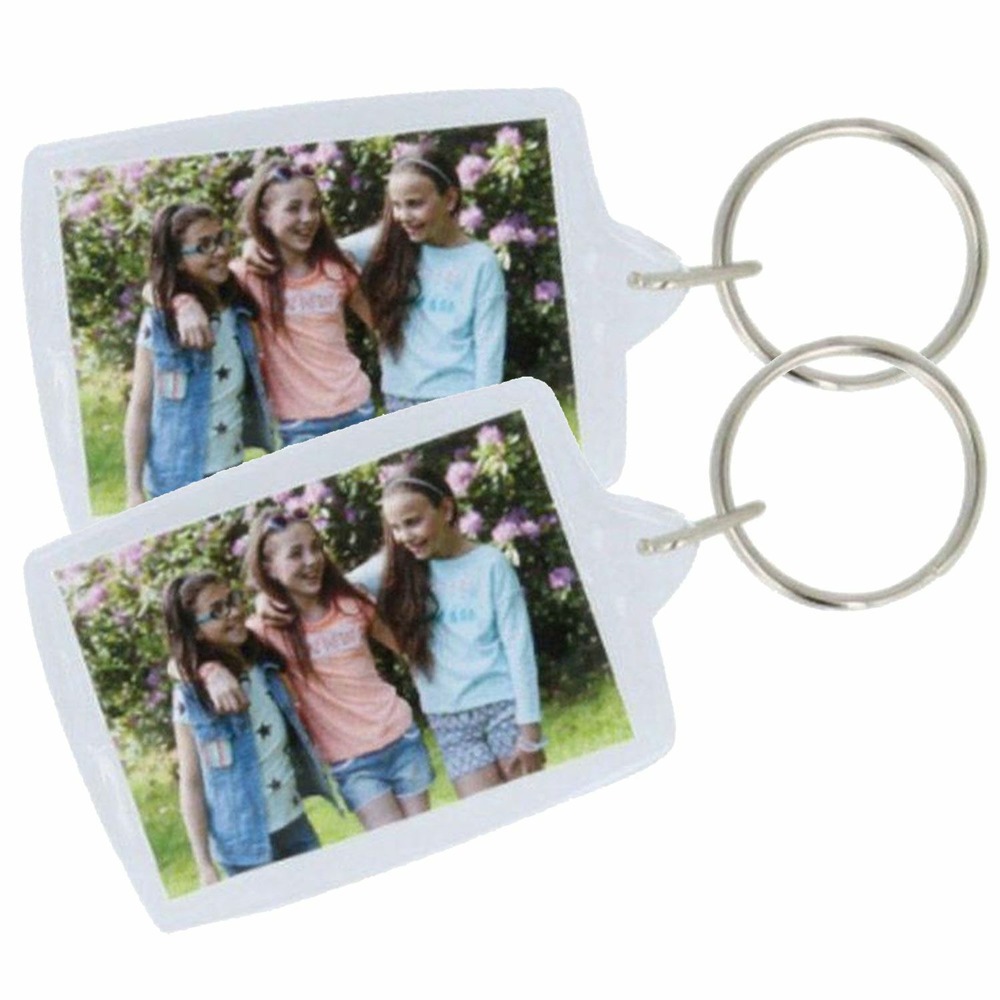8 porte-clés transparents pour photos 3 x 4,5 cm