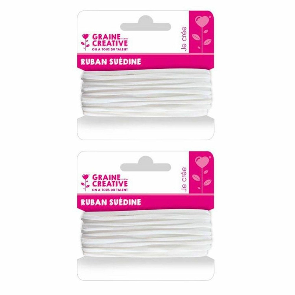 2 rubans en suédine 5 m - blanc