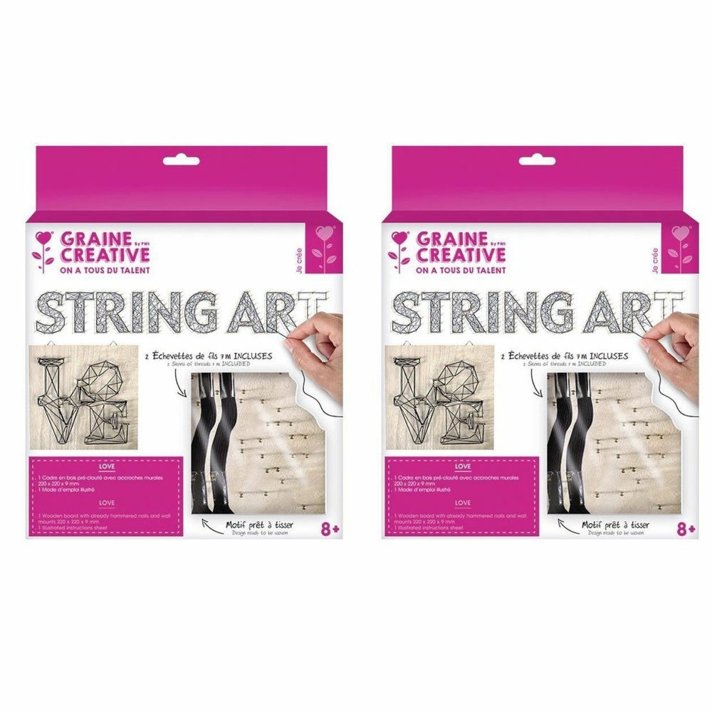 2 coffrets tableau love art filaire 22 x 22 cm