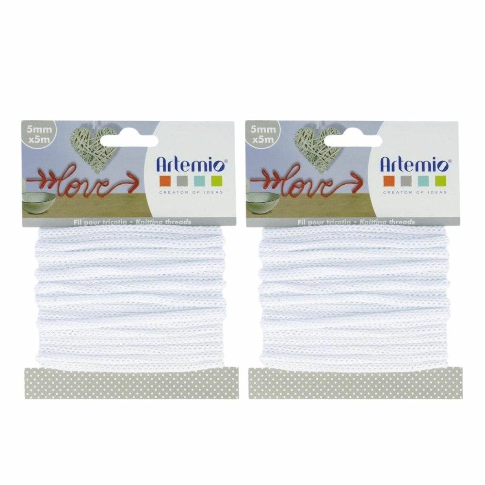 2 fils à tricotin 5 mm x 5 m - blanc