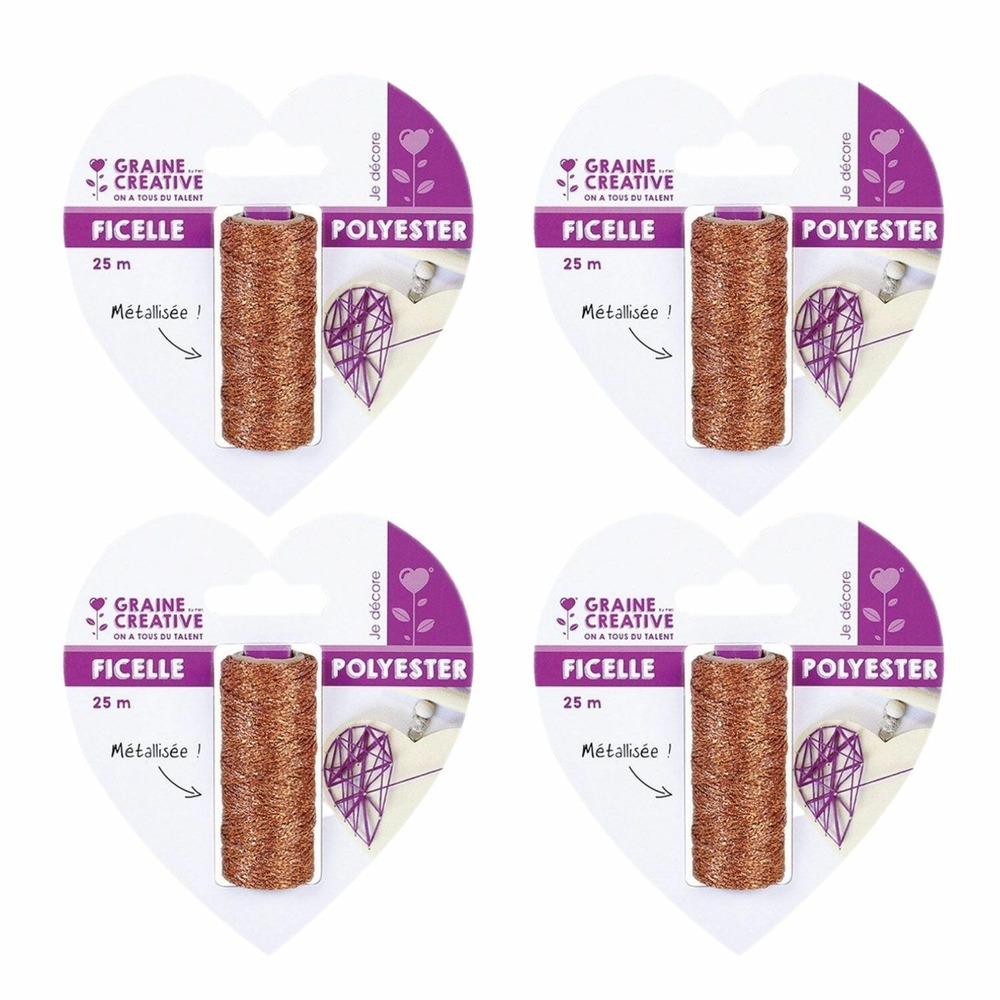 4 bobines de ficelle métallisée cuivre 25 m