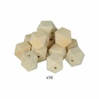 16 perles en bois polygonales 20 x 27 mm