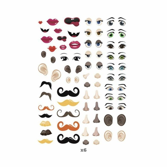 744 gommettes adhésives - yeux et visage