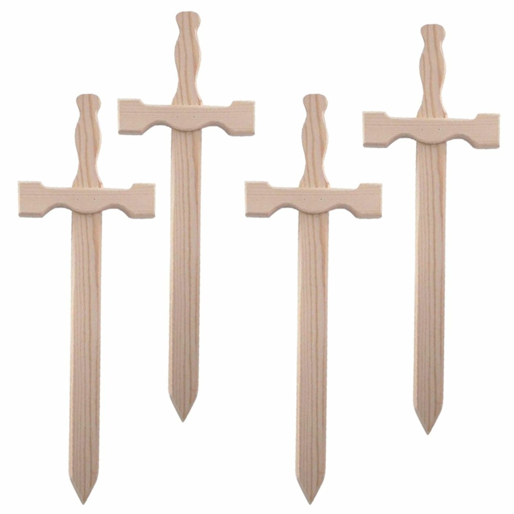 4 épées en bois 39 x 13 cm