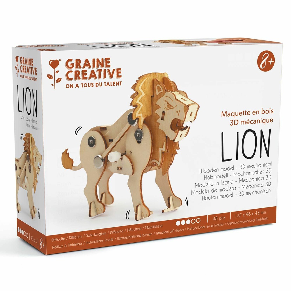 Maquette 3d mécanique lion 14 cm