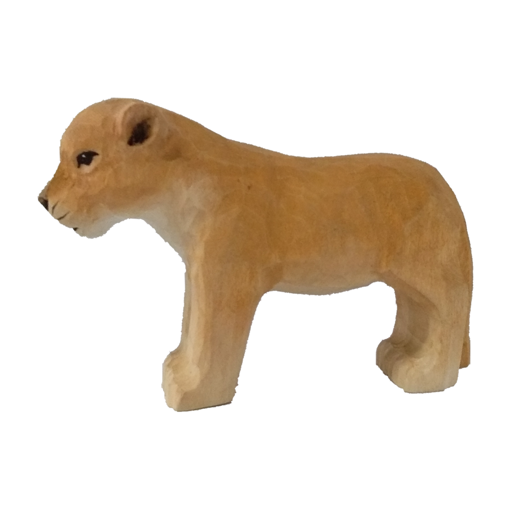 Figurine lionceau en bois