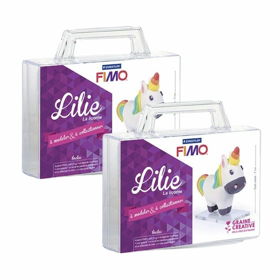 2 coffrets pâte polymère figurine - lilie la licorne