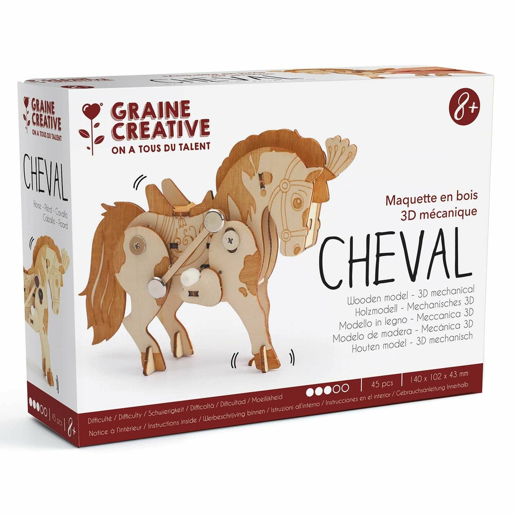 Maquette 3d mécanique cheval 14 cm