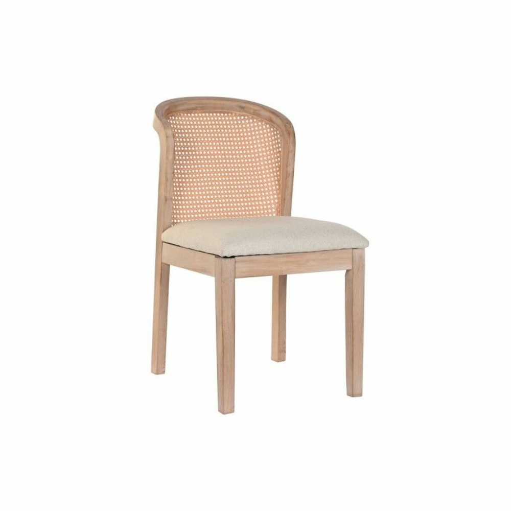 Chaise de salle à manger dkd home decor sapin beige polyester (46 x 61 x 86 cm)
