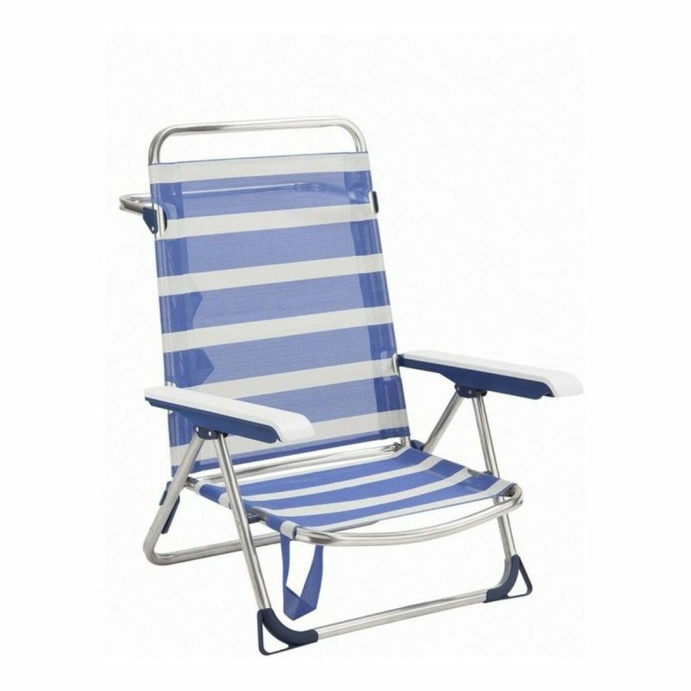 Chaise de plage aluminium pliable multiposition a rayures