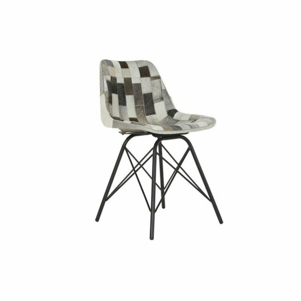 Chaise de salle à manger thyann noir métal cuir (45,5 x 52 x 79 cm)