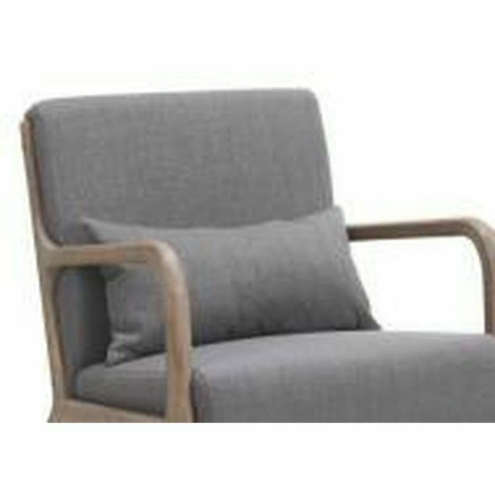 Chaise de salle à manger dkd home decor polyester gris foncé chêne (48 x 44 x 84 cm)