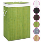 Panier à linge avec 2 sections bambou vert 72 l