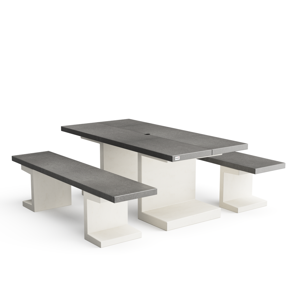 Table pick & nick lisse gris&blanc