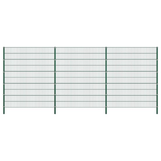 Panneau de clôture avec poteaux fer 5,1 x 2 m vert