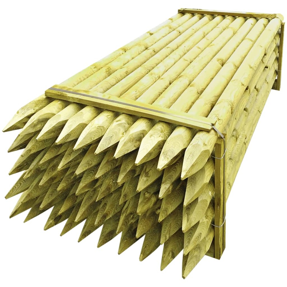 Poteaux pointus de clôture 50 pcs bois imprégné 10x240 cm
