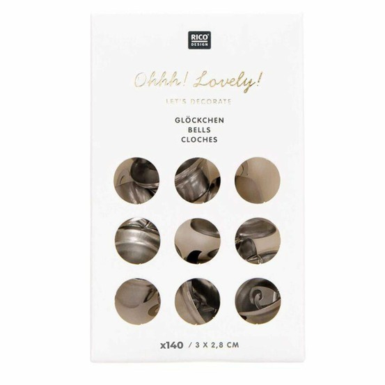 140 petites cloches en métal argenté 3 cm