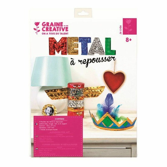 10 feuilles métal à repousser - 5 couleurs