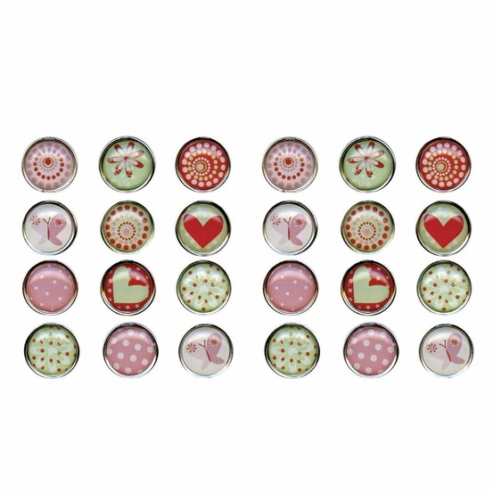 24 magnets epoxy coeurs et motifs