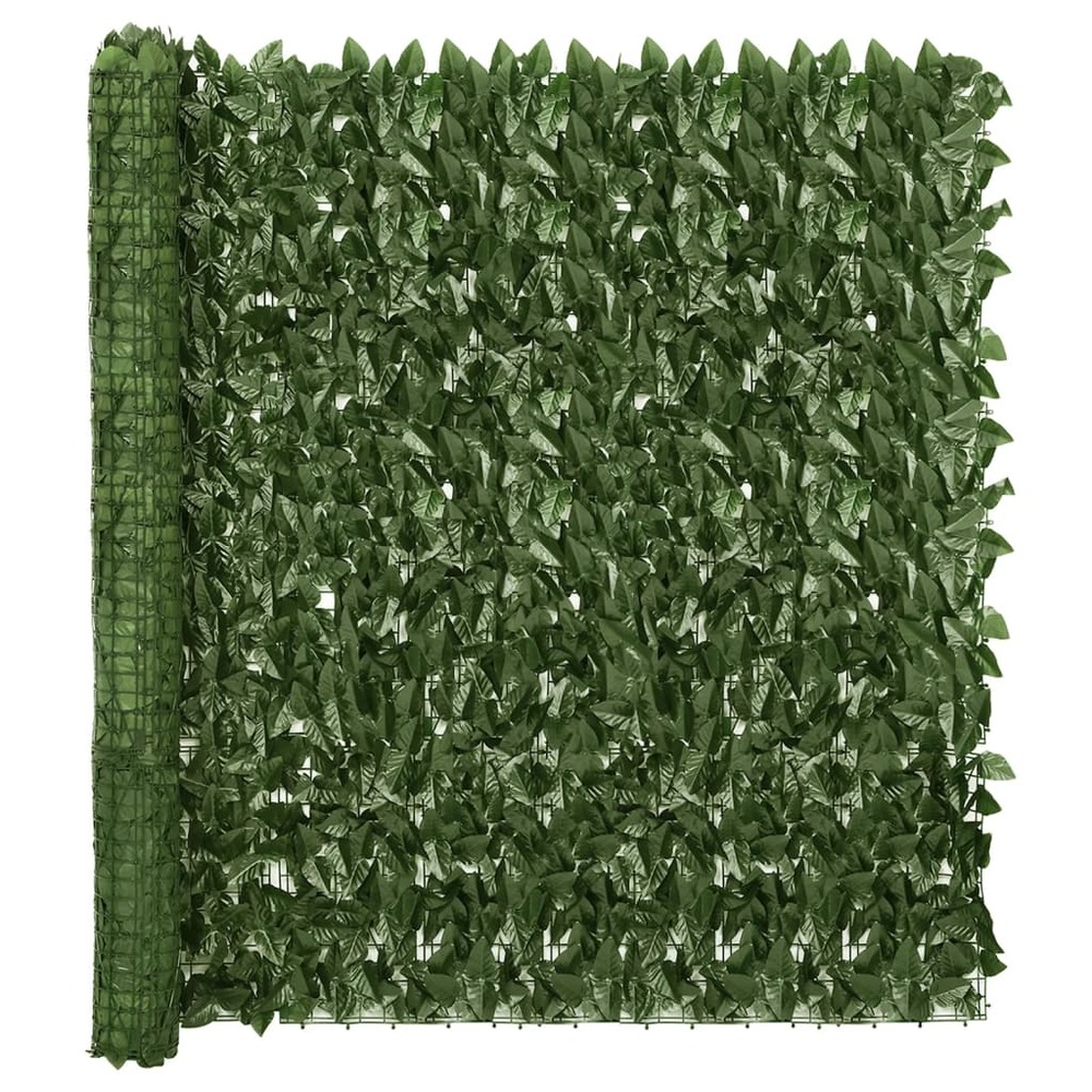Écran de balcon avec feuilles vert foncé 300x150 cm