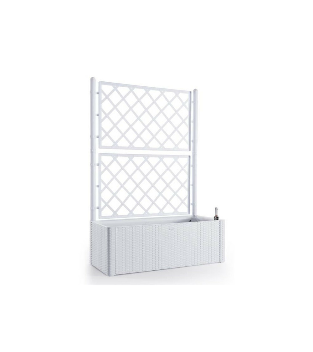 Bac a fleurs rectangulaire natural delux avec treillis - 100x43xh142cm - 90 + 6,5l dans la réserve - blanc