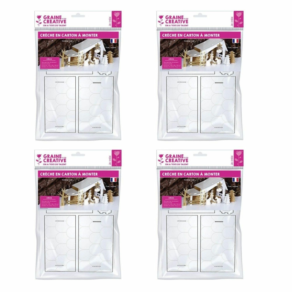 4 crèches pré-découpées en carton 29 x 19 cm